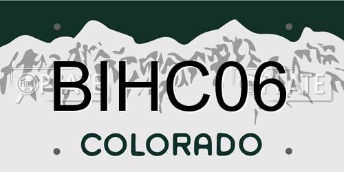 BIHC06 Colorado License Plate
