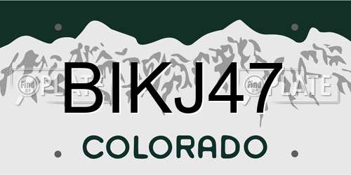 BIKJ47 Colorado License Plate