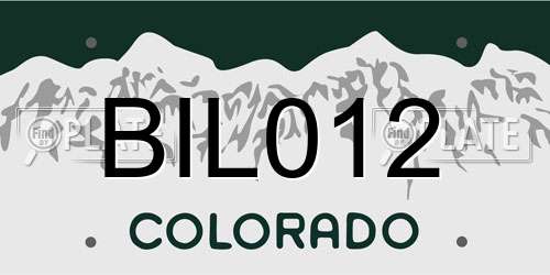 BIL012 Colorado License Plate