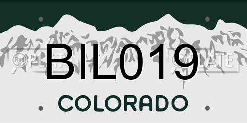 BIL019 Colorado License Plate