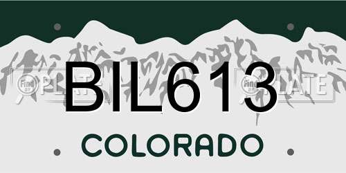 BIL613 Colorado License Plate