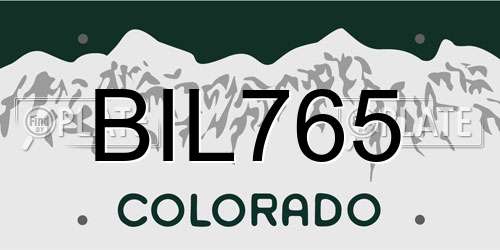 BIL765 Colorado License Plate