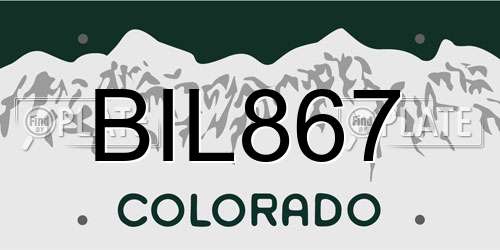 BIL867 Colorado License Plate