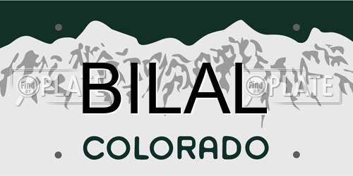 BILAL Colorado License Plate
