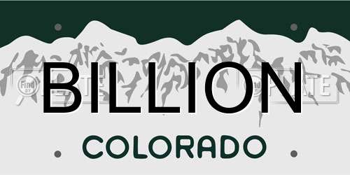 BILLION Colorado License Plate