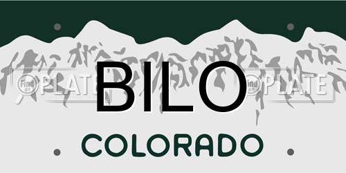 BILO Colorado License Plate