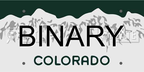 BINARY Colorado License Plate