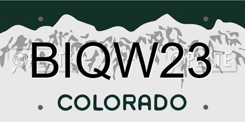 BIQW23 Colorado License Plate