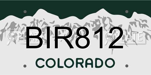 BIR812 Colorado License Plate