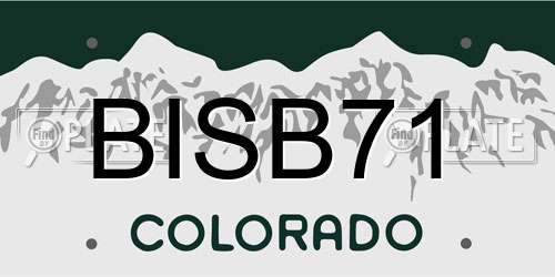 BISB71 Colorado License Plate