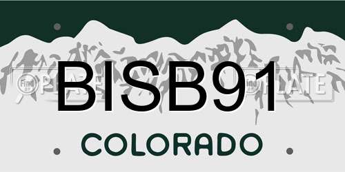 BISB91 Colorado License Plate