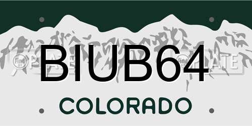 BIUB64 Colorado License Plate