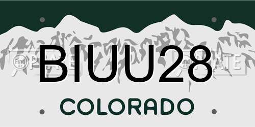 BIUU28 Colorado License Plate
