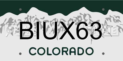 BIUX63 Colorado License Plate