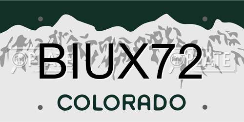 BIUX72 Colorado License Plate