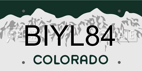 BIYL84 Colorado License Plate