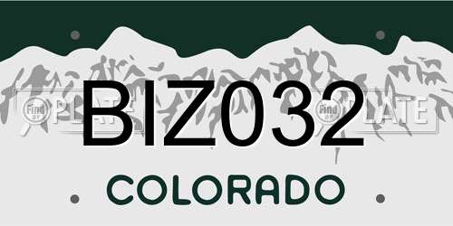 BIZ032 Colorado License Plate