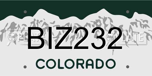 BIZ232 Colorado License Plate