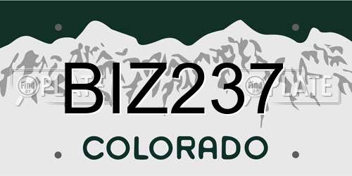 BIZ237 Colorado License Plate