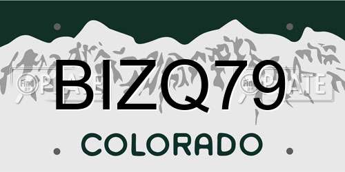 BIZQ79 Colorado License Plate