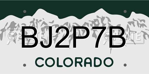 BJ2P7B Colorado License Plate