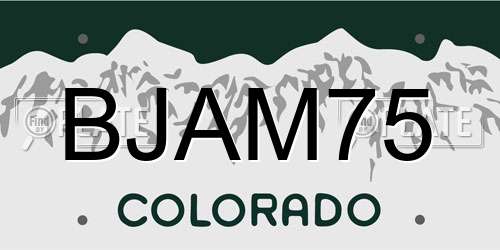 BJAM75 Colorado License Plate