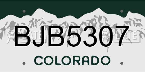 BJB5307 Colorado License Plate