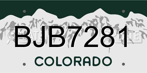 BJB7281 Colorado License Plate