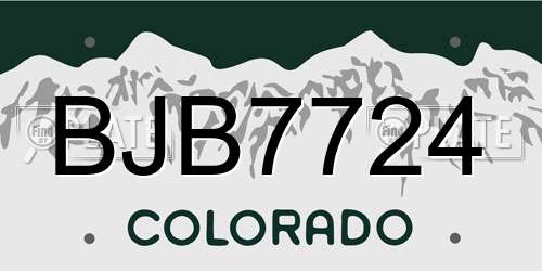BJB7724 Colorado License Plate