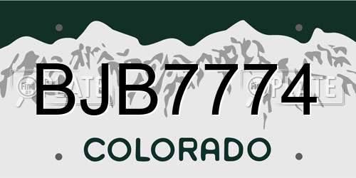 BJB7774 Colorado License Plate