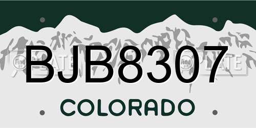 BJB8307 Colorado License Plate