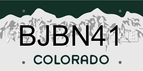 BJBN41 Colorado License Plate