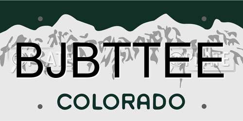 BJBTTEE Colorado License Plate
