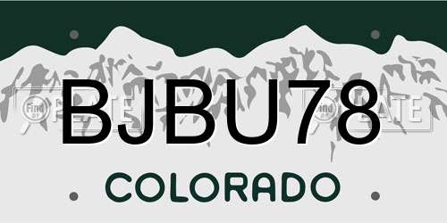 BJBU78 Colorado License Plate