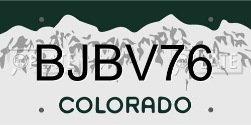 BJBV76 Colorado License Plate
