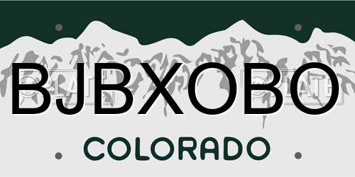 BJBXOBO Colorado License Plate