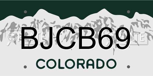 BJCB69 Colorado License Plate