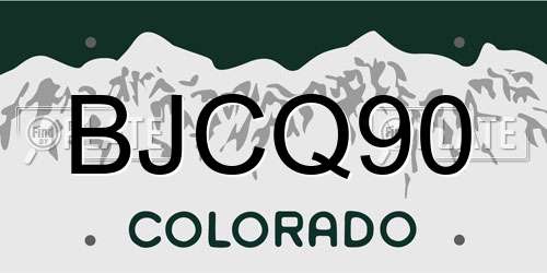 BJCQ90 Colorado License Plate