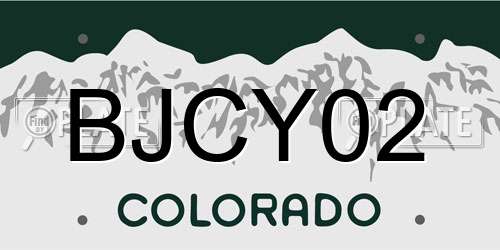 BJCY02 Colorado License Plate