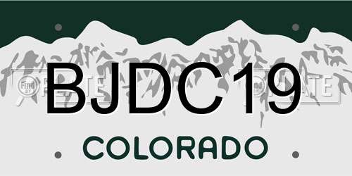 BJDC19 Colorado License Plate