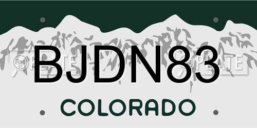 BJDN83 Colorado License Plate