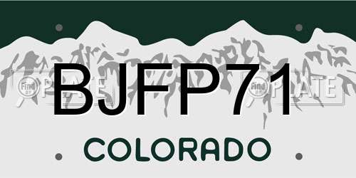 BJFP71 Colorado License Plate
