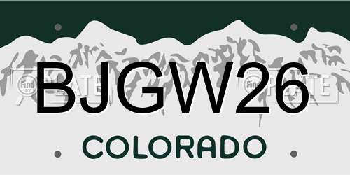 BJGW26 Colorado License Plate