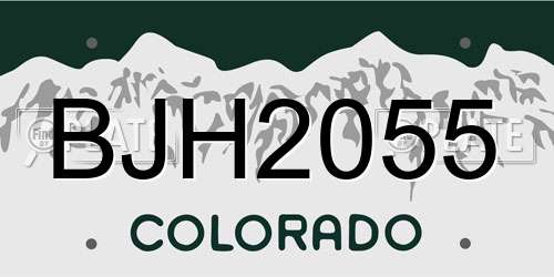 BJH2055 Colorado License Plate