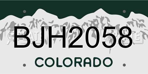 BJH2058 Colorado License Plate