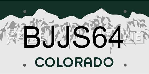 BJJS64 Colorado License Plate