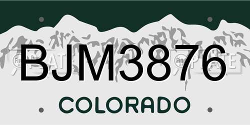 BJM3876 Colorado License Plate