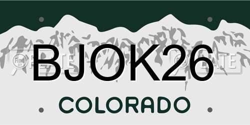 BJOK26 Colorado License Plate