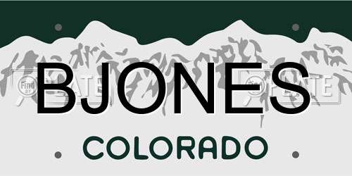 BJONES Colorado License Plate