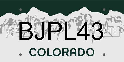 BJPL43 Colorado License Plate